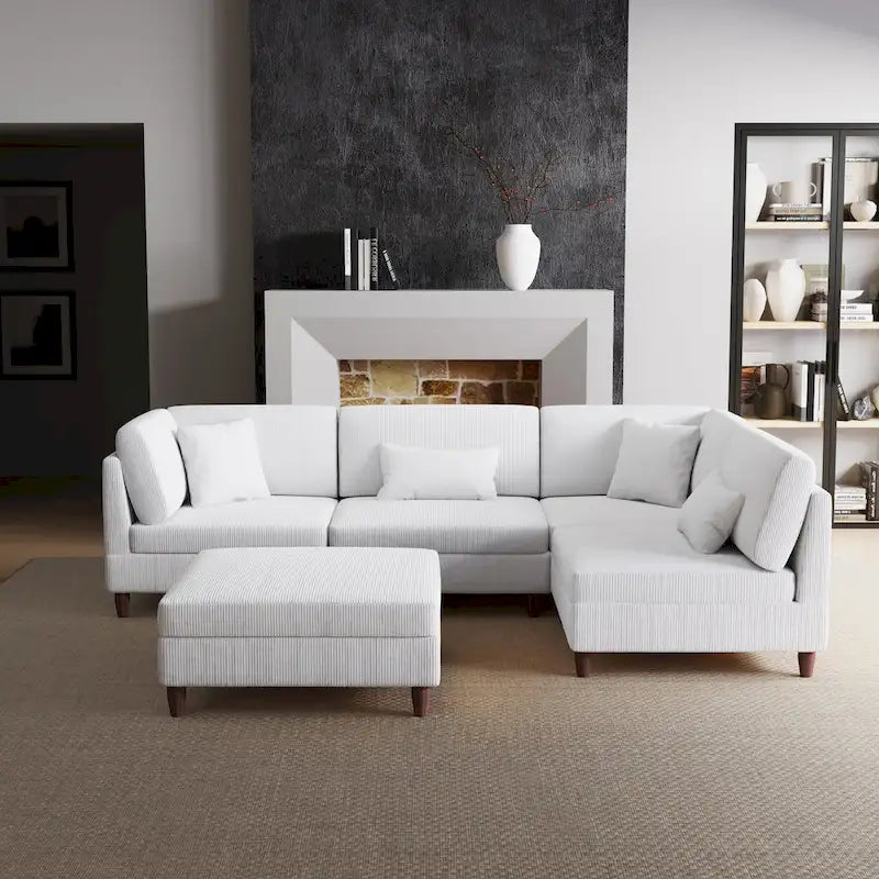 Modulares Cord-Sofa-Set mit Ottoman