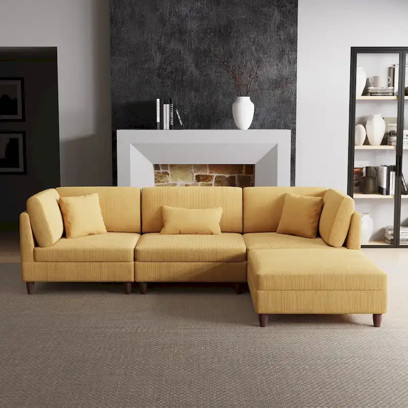 Modulares Cord-Sofa-Set mit Ottoman