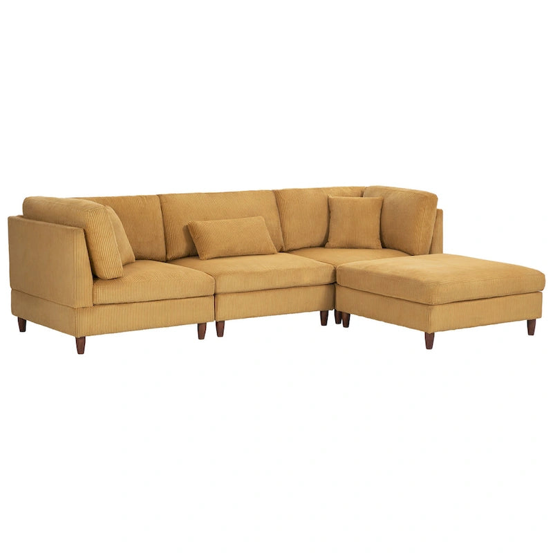 Modulares Cord-Sofa-Set mit Ottoman