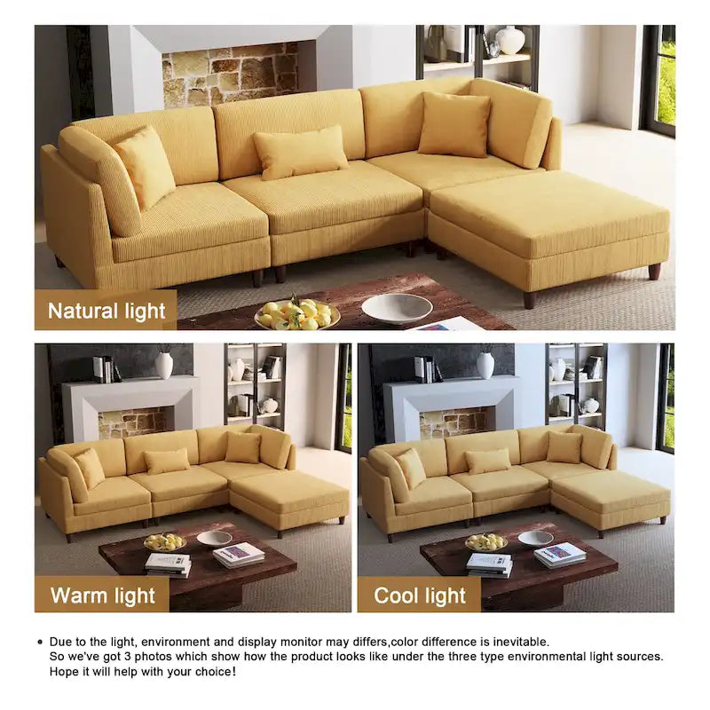 Modulares Cord-Sofa-Set mit Ottoman