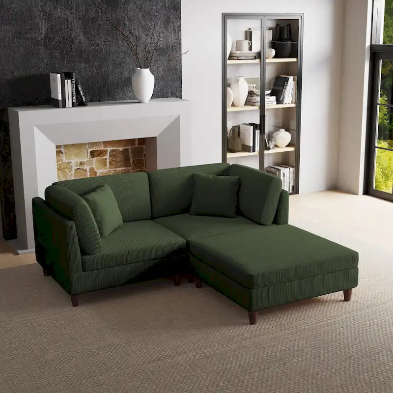 Modulares Cord-Sofa-Set mit Ottoman