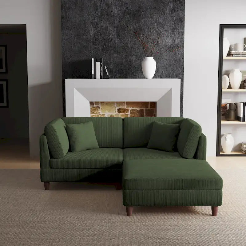 Modulares Cord-Sofa-Set mit Ottoman