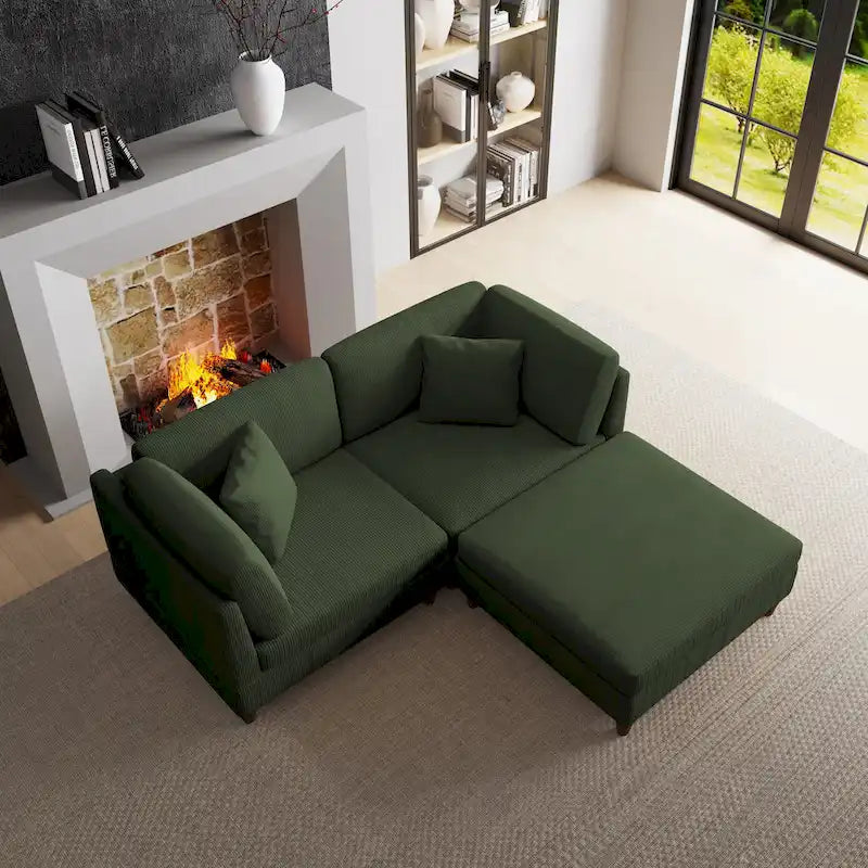 Modulares Cord-Sofa-Set mit Ottoman