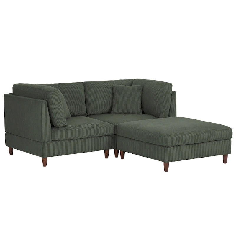 Modulares Cord-Sofa-Set mit Ottoman