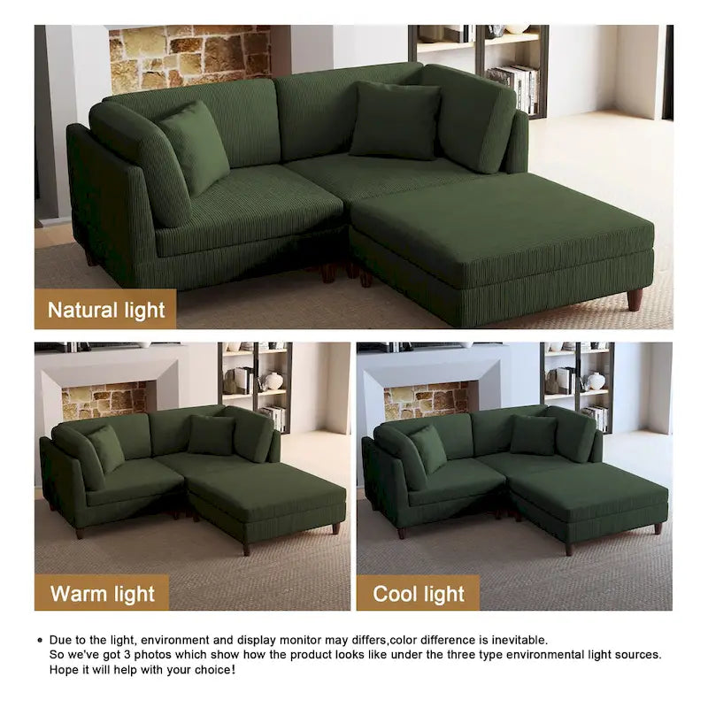 Modulares Cord-Sofa-Set mit Ottoman
