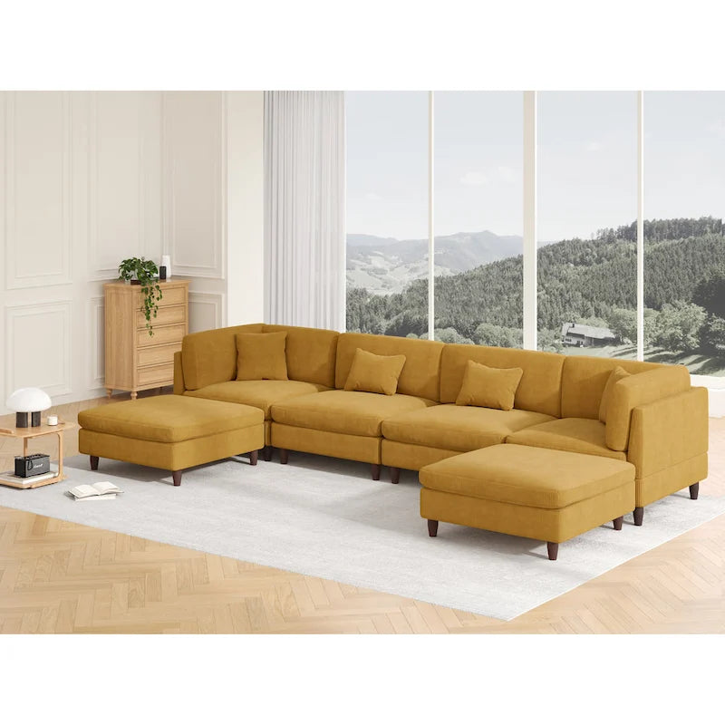 Modulares Cord-Sofa-Set mit Ottoman