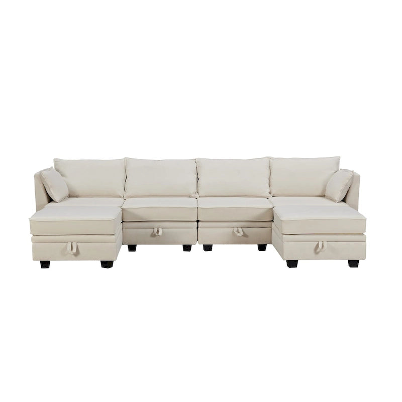 Modernes modulares U-förmiges Ecksofa, umwandelbares Schlafsofa mit beidseitig montierbarer Récamiere