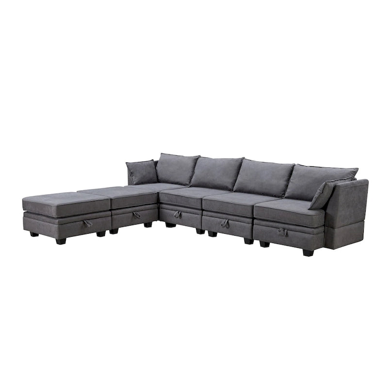 Modernes modulares U-förmiges Ecksofa, umwandelbares Schlafsofa mit beidseitig montierbarer Récamiere
