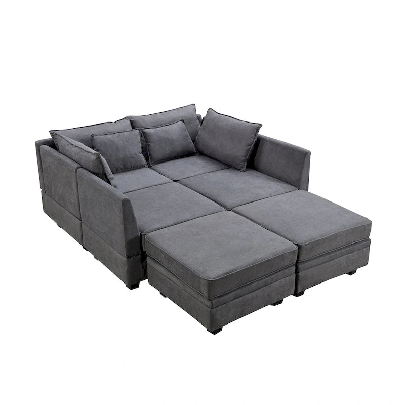 Modernes modulares U-förmiges Ecksofa, umwandelbares Schlafsofa mit beidseitig montierbarer Récamiere