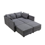 Modernes modulares U-förmiges Ecksofa, umwandelbares Schlafsofa mit beidseitig montierbarer Récamiere