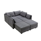Modernes modulares U-förmiges Ecksofa, umwandelbares Schlafsofa mit beidseitig montierbarer Récamiere