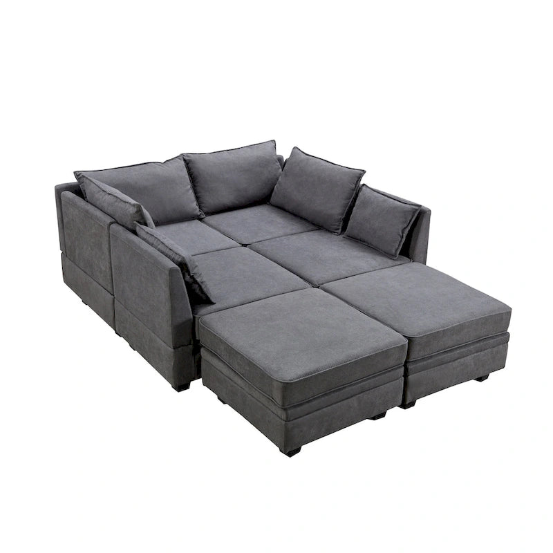 Modernes modulares U-förmiges Ecksofa, umwandelbares Schlafsofa mit beidseitig montierbarer Récamiere