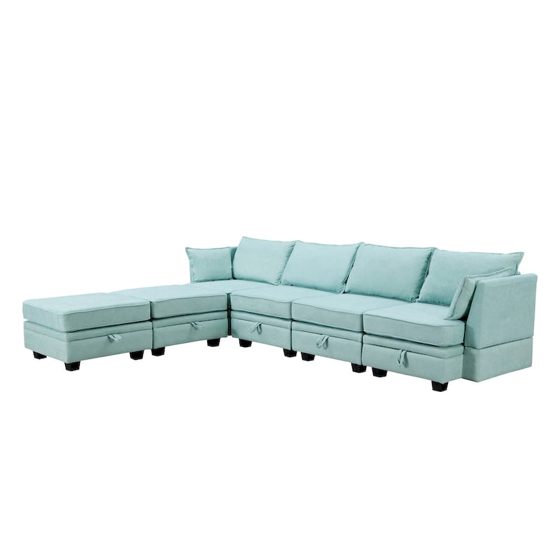 Modernes modulares U-förmiges Ecksofa, umwandelbares Schlafsofa mit beidseitig montierbarer Récamiere
