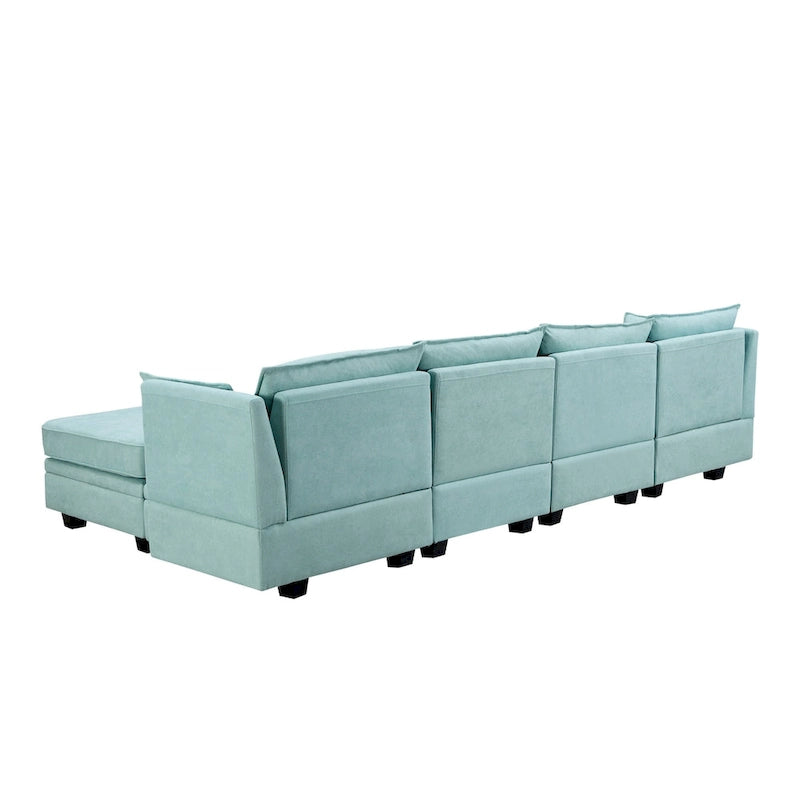 Modernes modulares U-förmiges Ecksofa, umwandelbares Schlafsofa mit beidseitig montierbarer Récamiere