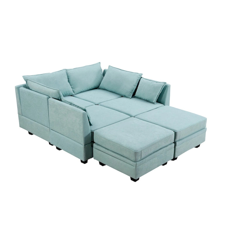 Modernes modulares U-förmiges Ecksofa, umwandelbares Schlafsofa mit beidseitig montierbarer Récamiere