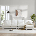 Übergroßes Ecksofa mit Récamiere, L-förmiges Chenille-Sofa für Wohnzimmer, Wohnung, Büro