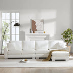 Übergroßes Ecksofa mit Récamiere, L-förmiges Chenille-Sofa für Wohnzimmer, Wohnung, Büro
