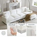 Übergroßes Ecksofa mit Récamiere, L-förmiges Chenille-Sofa für Wohnzimmer, Wohnung, Büro