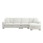 Übergroßes Ecksofa mit Récamiere, L-förmiges Chenille-Sofa für Wohnzimmer, Wohnung, Büro