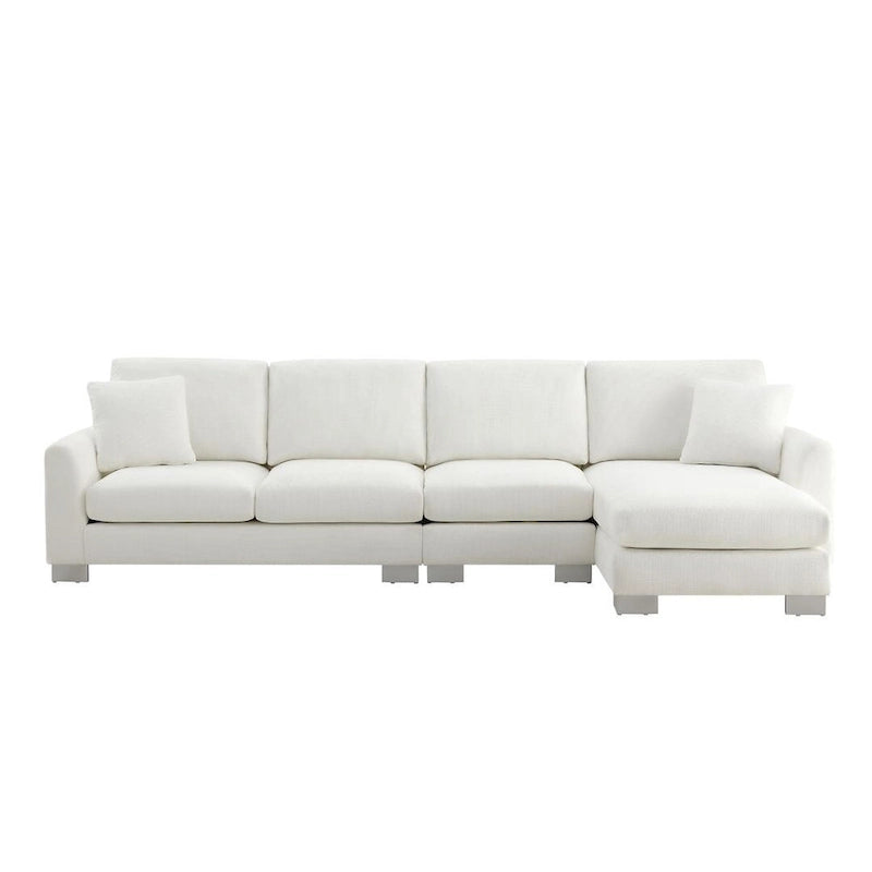 Übergroßes Ecksofa mit Récamiere, L-förmiges Chenille-Sofa für Wohnzimmer, Wohnung, Büro