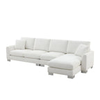 Übergroßes Ecksofa mit Récamiere, L-förmiges Chenille-Sofa für Wohnzimmer, Wohnung, Büro