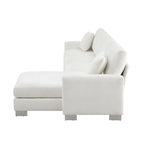 Übergroßes Ecksofa mit Récamiere, L-förmiges Chenille-Sofa für Wohnzimmer, Wohnung, Büro