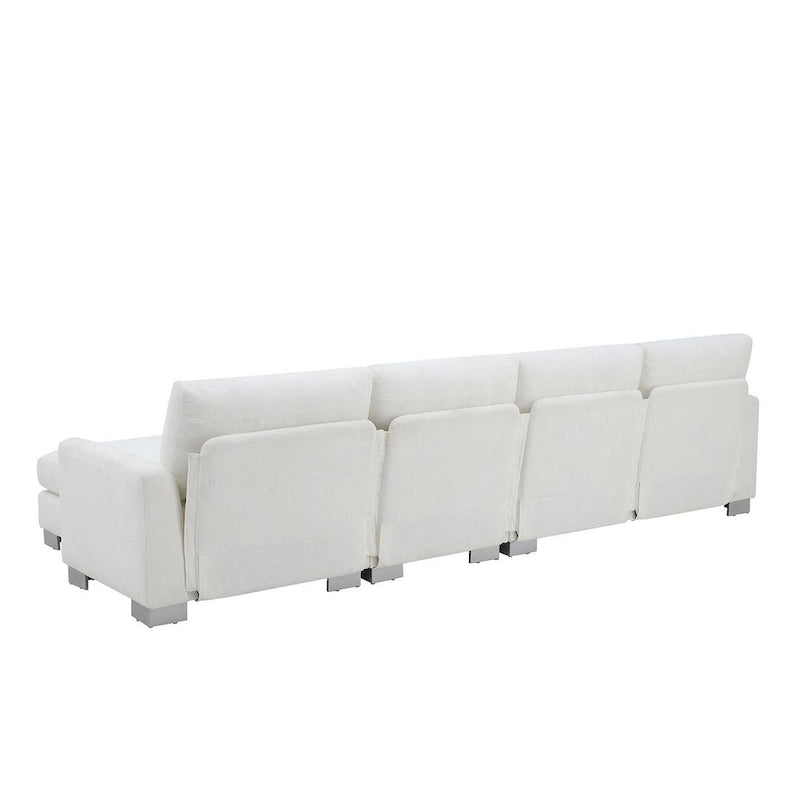 Übergroßes Ecksofa mit Récamiere, L-förmiges Chenille-Sofa für Wohnzimmer, Wohnung, Büro
