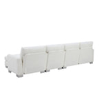 Übergroßes Ecksofa mit Récamiere, L-förmiges Chenille-Sofa für Wohnzimmer, Wohnung, Büro
