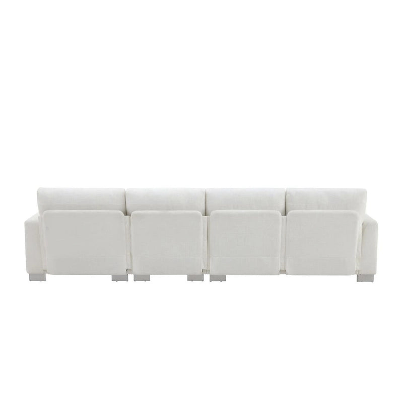 Übergroßes Ecksofa mit Récamiere, L-förmiges Chenille-Sofa für Wohnzimmer, Wohnung, Büro