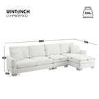 Übergroßes Ecksofa mit Récamiere, L-förmiges Chenille-Sofa für Wohnzimmer, Wohnung, Büro