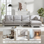 Übergroßes Ecksofa mit Récamiere, L-förmiges Chenille-Sofa für Wohnzimmer, Wohnung, Büro
