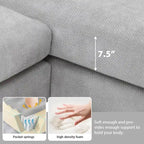 Übergroßes Ecksofa mit Récamiere, L-förmiges Chenille-Sofa für Wohnzimmer, Wohnung, Büro