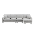 Übergroßes Ecksofa mit Récamiere, L-förmiges Chenille-Sofa für Wohnzimmer, Wohnung, Büro