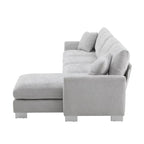 Übergroßes Ecksofa mit Récamiere, L-förmiges Chenille-Sofa für Wohnzimmer, Wohnung, Büro