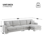 Übergroßes Ecksofa mit Récamiere, L-förmiges Chenille-Sofa für Wohnzimmer, Wohnung, Büro
