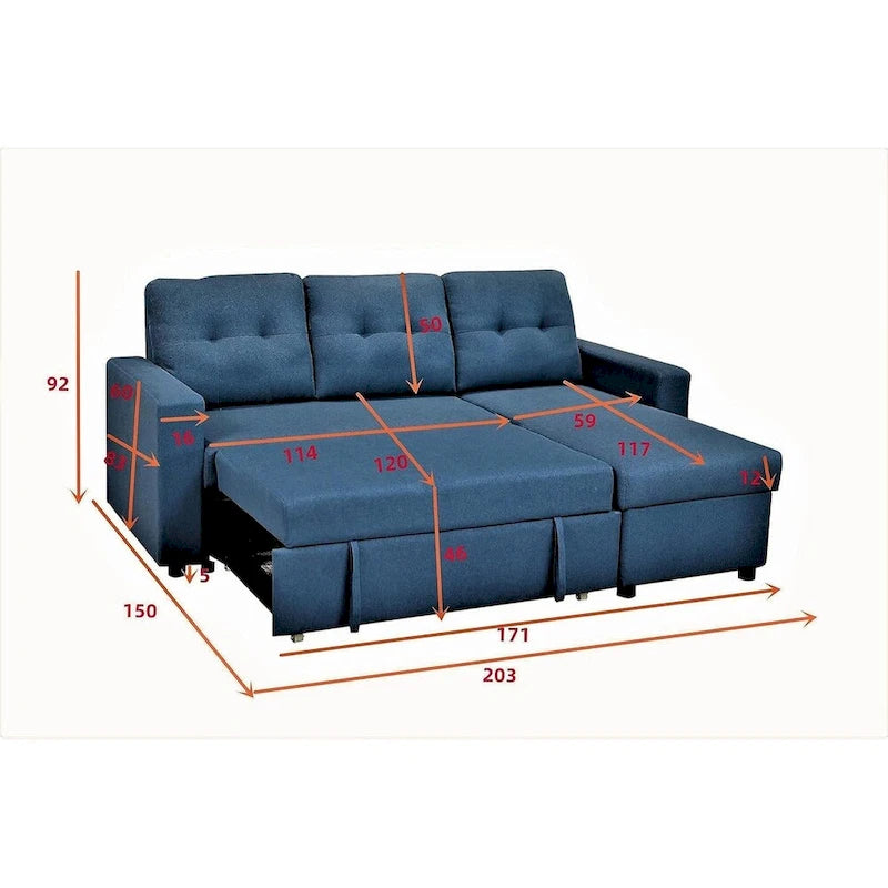 US Pride Furniture 79.92 Zoll wandelbares L-förmiges Schlafsofa Elegante Apartmentmöbel
