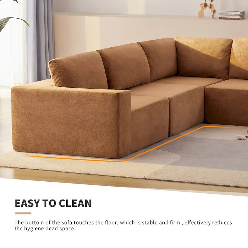 Modulares L-förmiges Ecksofa, Luxuriöses Boden-Couch-Set, Polstermöbel für den Innenbereich, Schaumstoffgefülltes Schlafsofa