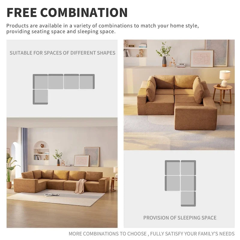 Modulares L-förmiges Ecksofa, Luxuriöses Boden-Couch-Set, Polstermöbel für den Innenbereich, Schaumstoffgefülltes Schlafsofa
