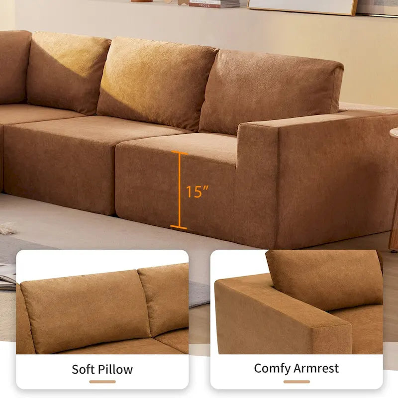 Modulares L-förmiges Ecksofa, Luxuriöses Boden-Couch-Set, Polstermöbel für den Innenbereich, Schaumstoffgefülltes Schlafsofa