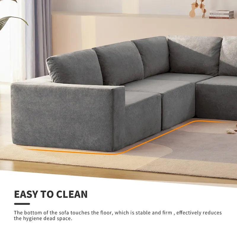 Modulares L-förmiges Ecksofa, Luxuriöses Boden-Couch-Set, Polstermöbel für den Innenbereich, Schaumstoffgefülltes Schlafsofa
