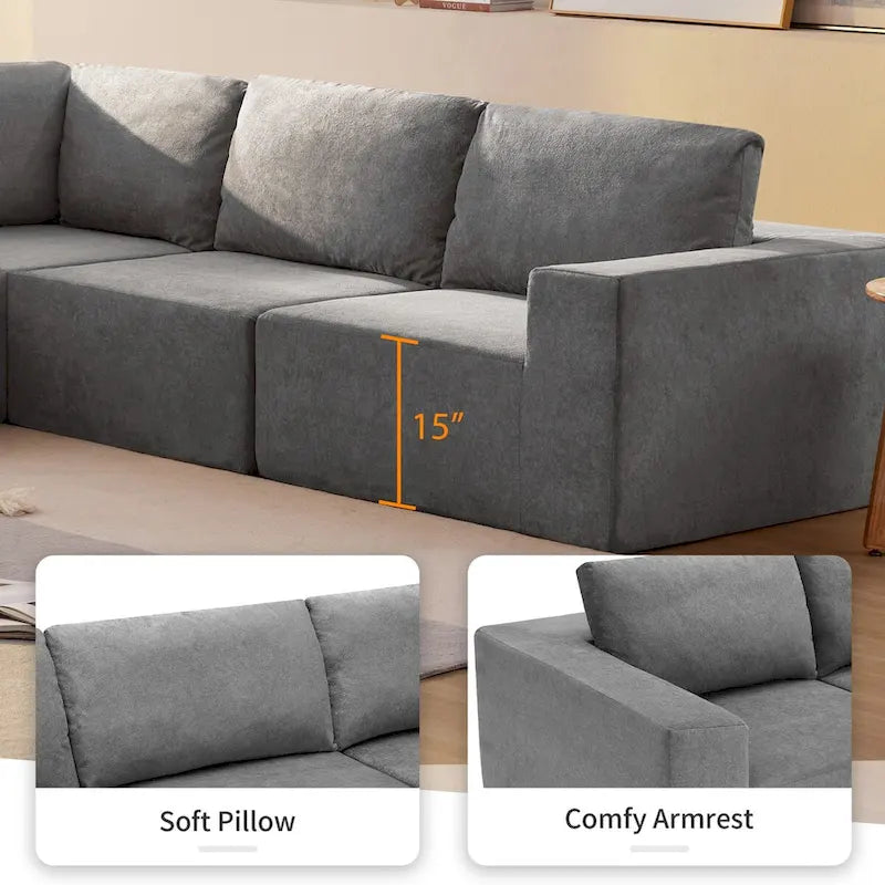 Modulares L-förmiges Ecksofa, Luxuriöses Boden-Couch-Set, Polstermöbel für den Innenbereich, Schaumstoffgefülltes Schlafsofa