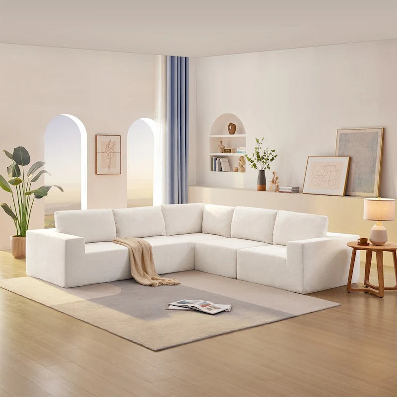Modulares L-förmiges Ecksofa, Luxuriöses Boden-Couch-Set, Polstermöbel für den Innenbereich, Schaumstoffgefülltes Schlafsofa