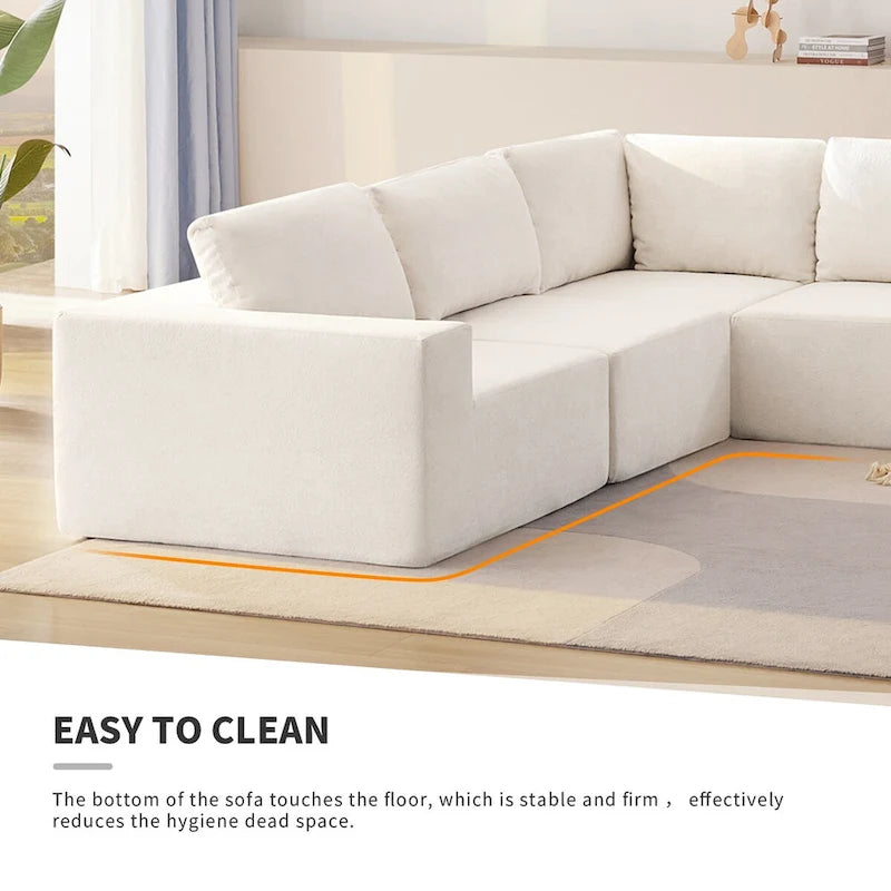 Modulares L-förmiges Ecksofa, Luxuriöses Boden-Couch-Set, Polstermöbel für den Innenbereich, Schaumstoffgefülltes Schlafsofa