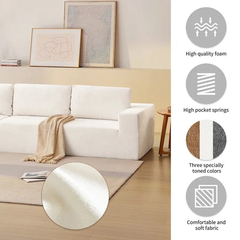 Modulares L-förmiges Ecksofa, Luxuriöses Boden-Couch-Set, Polstermöbel für den Innenbereich, Schaumstoffgefülltes Schlafsofa