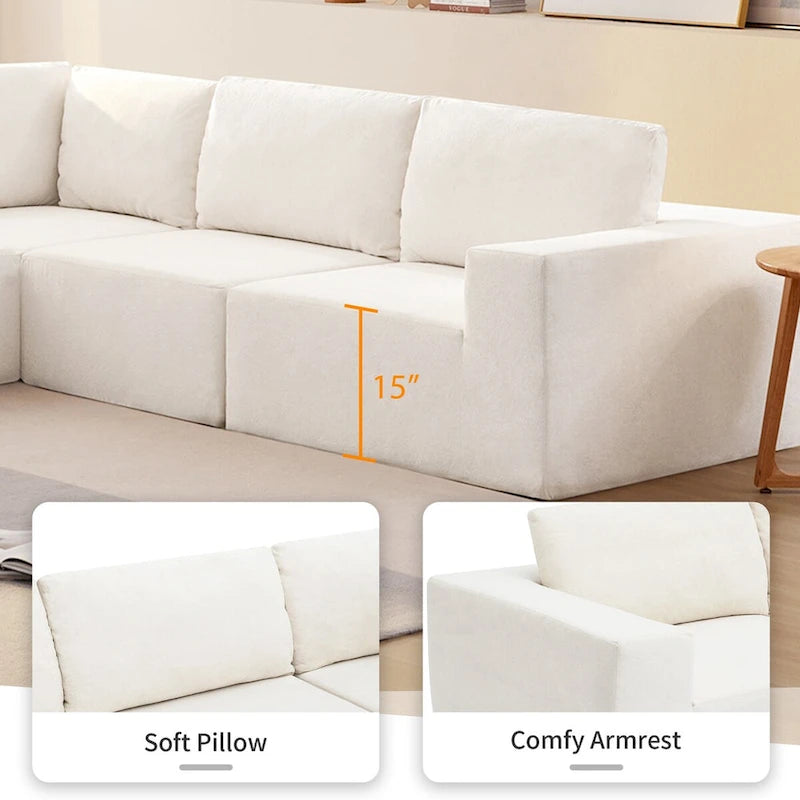 Modulares L-förmiges Ecksofa, Luxuriöses Boden-Couch-Set, Polstermöbel für den Innenbereich, Schaumstoffgefülltes Schlafsofa