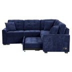 82,6 Zoll L-förmiges Auszieh-Schlafsofa mit Rollen, USB-Anschlüssen, Steckdosen - 82,6B x 82,6T x 33H