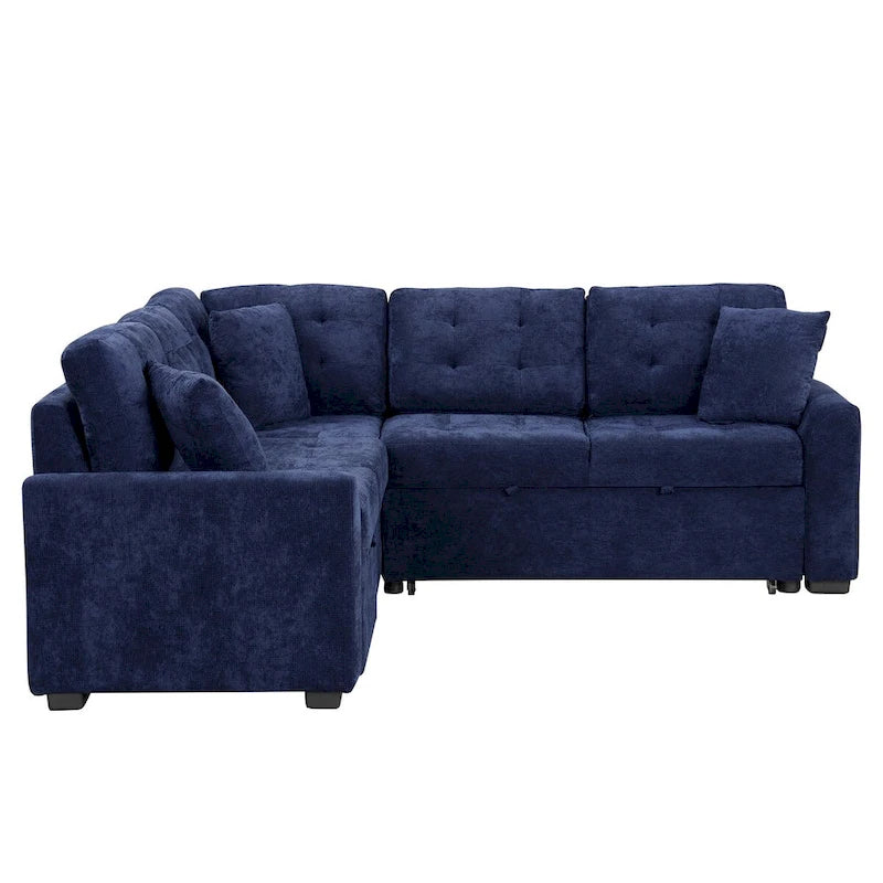82,6 Zoll L-förmiges Auszieh-Schlafsofa mit Rollen, USB-Anschlüssen, Steckdosen - 82,6B x 82,6T x 33H