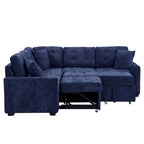 82,6 Zoll L-förmiges Auszieh-Schlafsofa mit Rollen, USB-Anschlüssen, Steckdosen - 82,6B x 82,6T x 33H