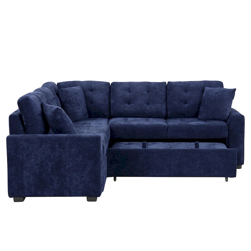 82,6 Zoll L-förmiges Auszieh-Schlafsofa mit Rollen, USB-Anschlüssen, Steckdosen - 82,6B x 82,6T x 33H