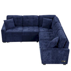 82,6 Zoll L-förmiges Auszieh-Schlafsofa mit Rollen, USB-Anschlüssen, Steckdosen - 82,6B x 82,6T x 33H